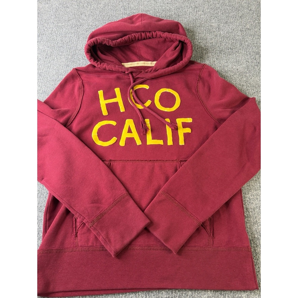 Hollister California Burgundy Pullover Hoodie Size L Logo Graphic Sweatshirt